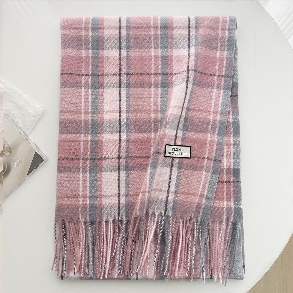 Clearance Korean Autumn and Winter Atmosphere Retro Warm Scarf Imitation Cashmere Plaid Scarf Winter New Versatile Student