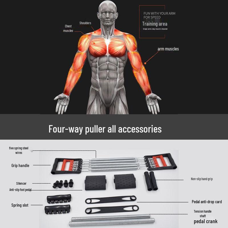 3-in-1 Spring Puller: Chest Expander & Multi-Function Fitness Pedal Trainer