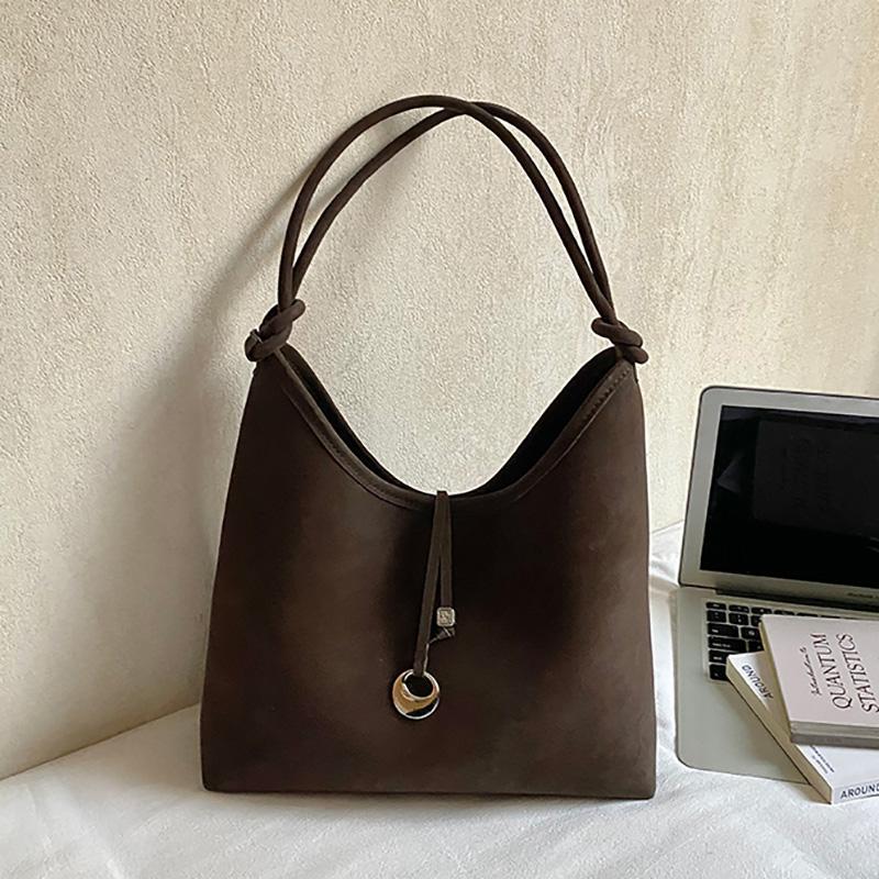 

Retro Suede Buet Tote Bag Women s Large Capaci Single oulder Bag Versatile Winter Commuter Bag Soft Leather Underarm Bag Fashion