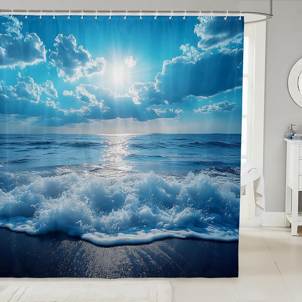 Blue Crab Shower Curtain,Hippie Boho Mandala Bathroom Curtain Small Size Sea Ocean Nautical Theme Bath Curtain Beach Animal