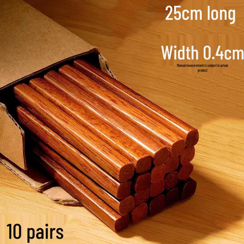 High-End Natural Solid Wood Chopsticks - Red Sandalwood & Chicken Wing Wood, No Paint or Wax, Healthy & Practical