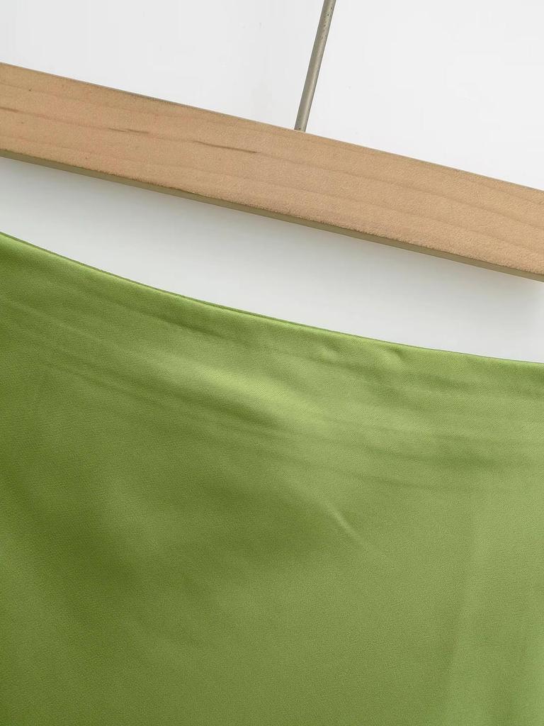 2025 Summer French Retro Satin Acetate A-line Mini Skirt with Side Zipper