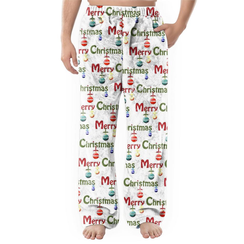 Men's Flannel Pocket Casual Pants, Printed Pocket Casual Pants, Home Sleeping Pants