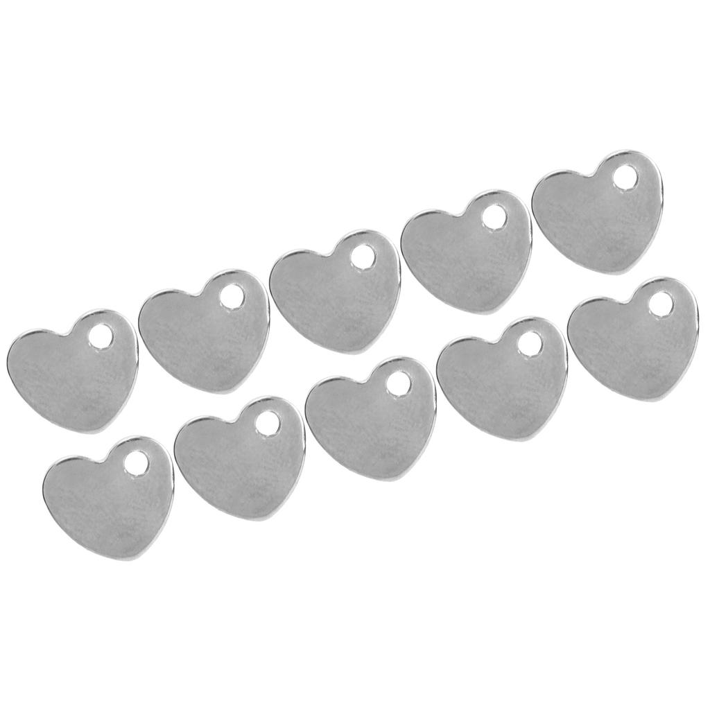 20pcs DIY HeartShaped Pendant Stainless Steel Pendant with Hole Jewelry Making Accessory(Steel Color 9 X 10mm)