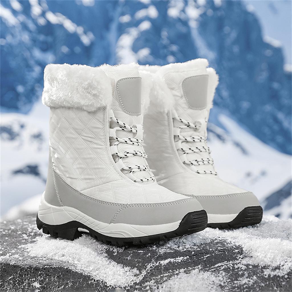 TUINANLE Winter Thick Women's Snow Boots Warm Plush Mid-calf Boots Non Slip Platform Snow Boot Casual Female White Shoes