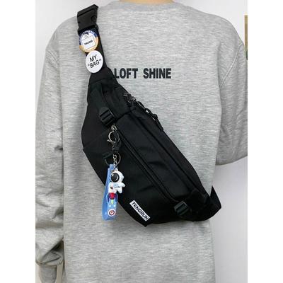 Casual Fanny Pack Japanese Simple Chest Bag Male Trend Personalized Couple Fanny Pack Sports Versatile Panda Pendant Breast Bag