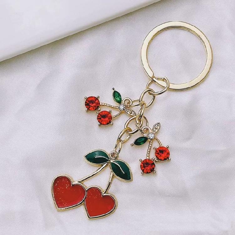 Fashion Fruit Heart Keyring Alloy Bag Charm Pendant Keychain Accessories for Ladies Purses Decoration Key Holder