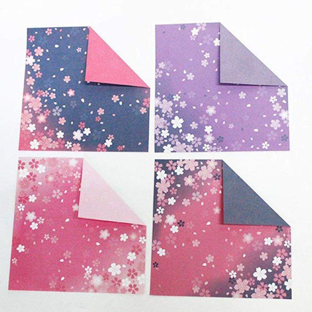 60PCS Square Origami Paper Double Sides Cherry Blossom Folding Colorful Sakura Papers Kids Handmade DIY Scrapbooking Craft Decor