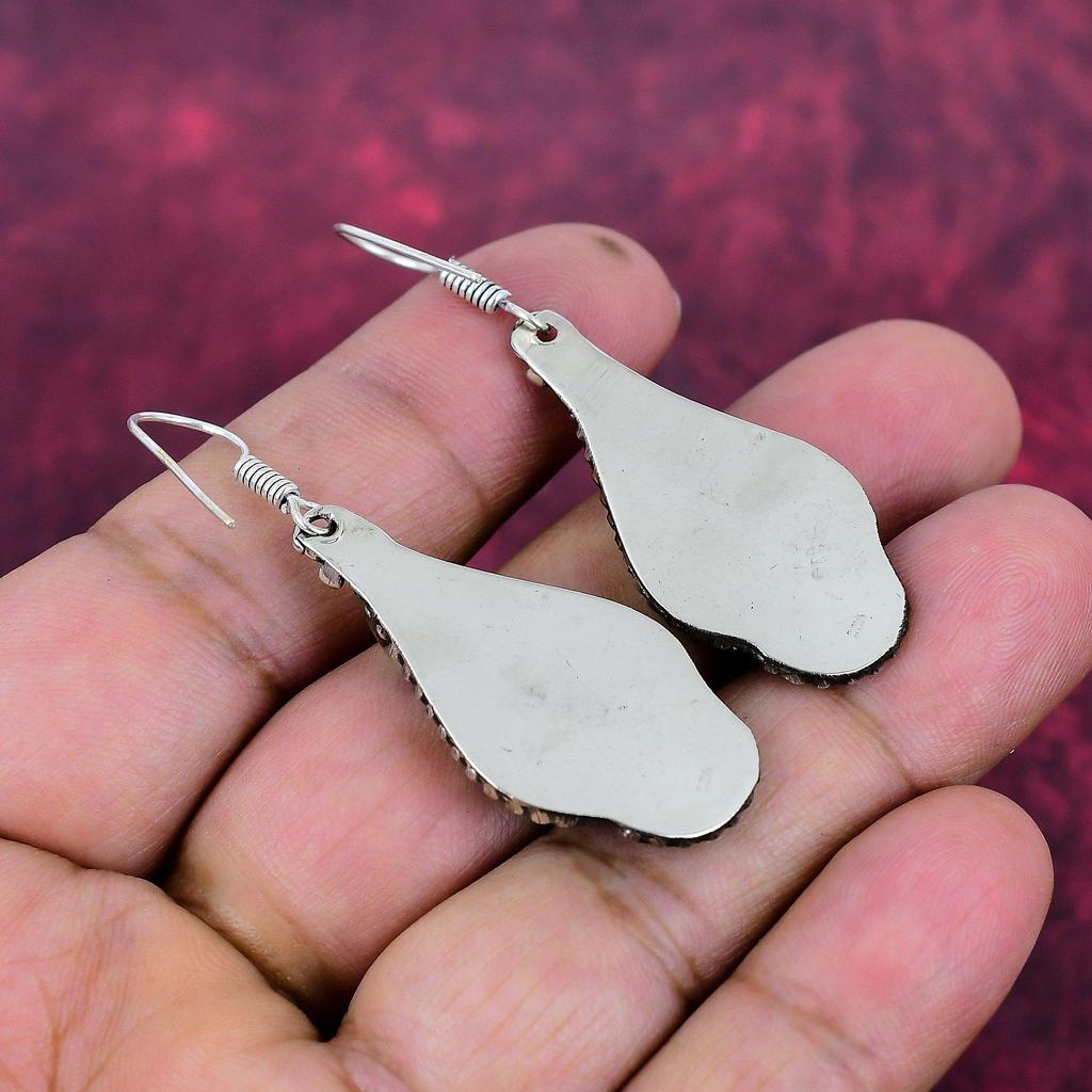 Turquoise Earrings, 925 Solid Sterling Silver Gemstone Jewelry, Handmade Nepali Earrings, For Thanksgiving