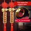 Handmade Brass Chinese Knot Five Emperor Coin Gourd A Household Door Hanging Car Accessories Gift