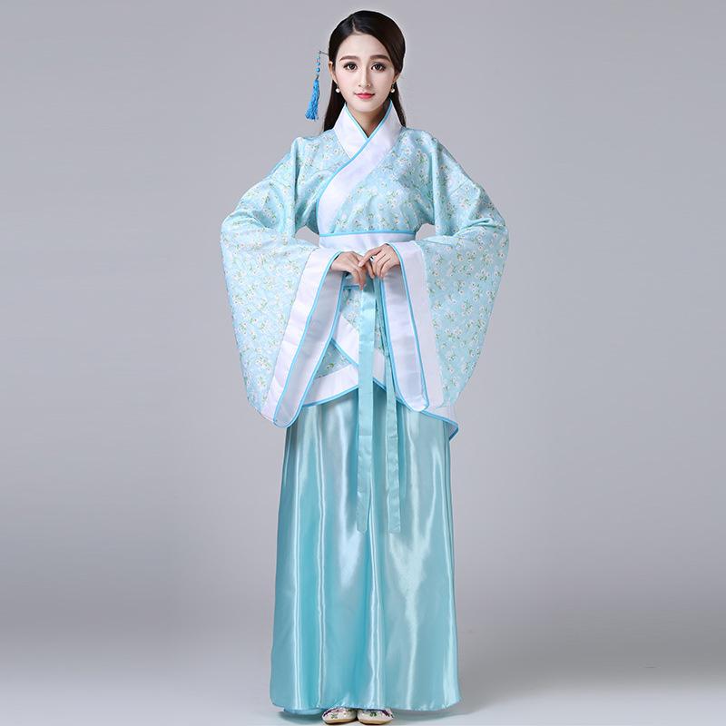Vêtements Chinois Hanfu Fille aux Fleurs Robe de Scène Traditionnelle Robe de Danse pour Femme Adulte Fée