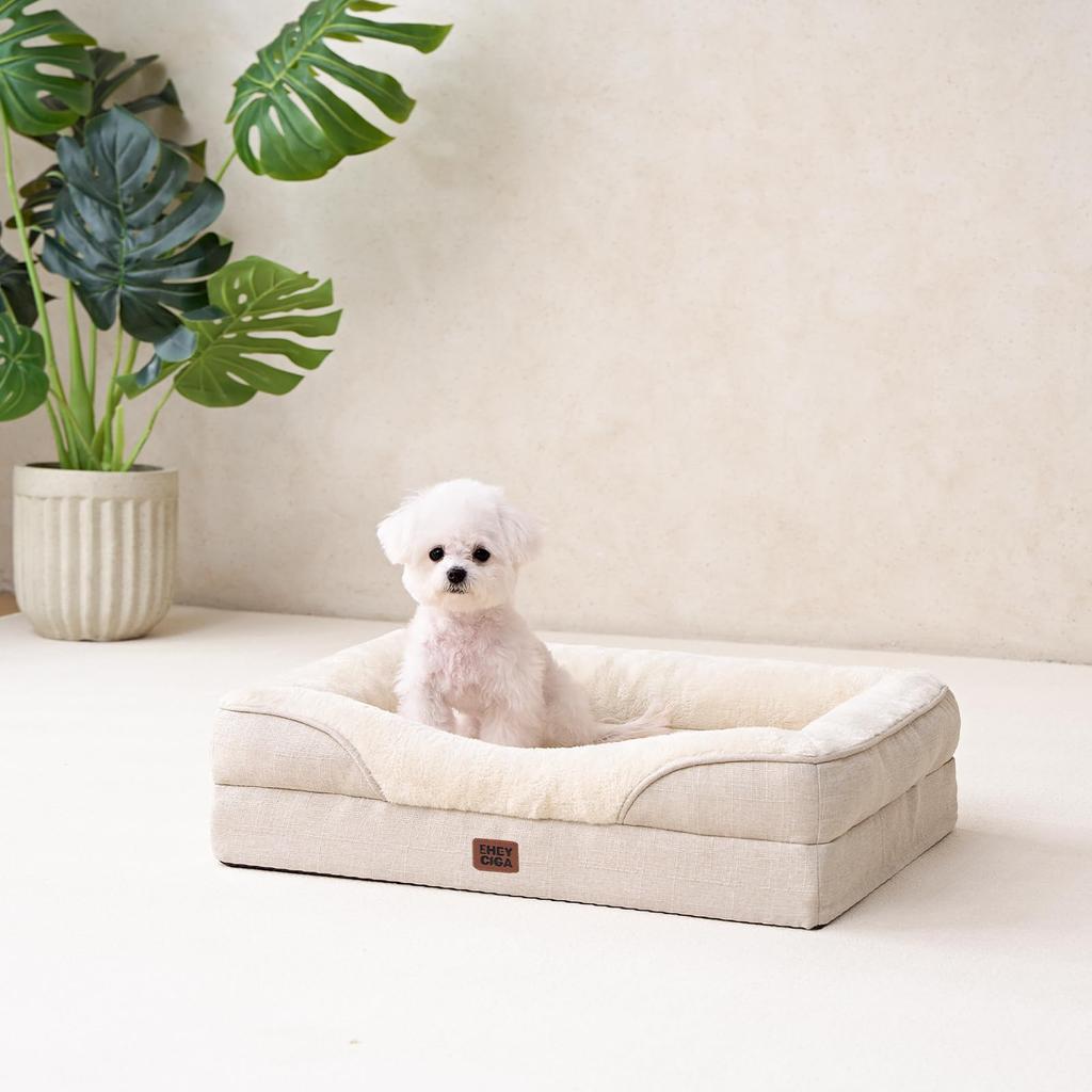 EHEYCIGA Dog Bed, Pet Bed for Dogs, Washable, Waterproof, Cat Bed, High Rebound, Size S, for Small and Medium Dogs, Cushion, Removable Cover, Non-Slip