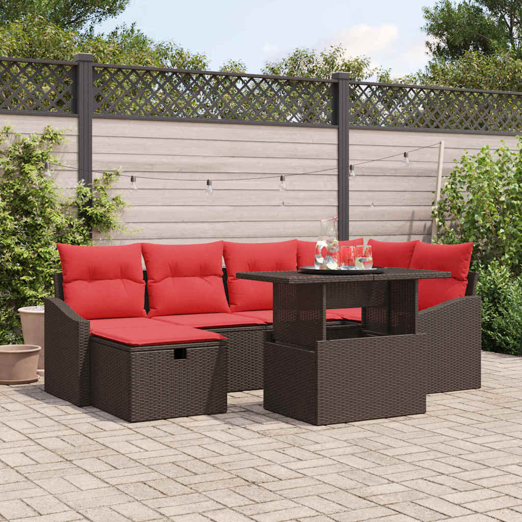 Garden Sofa Set 7 Pieces Poly Rattan