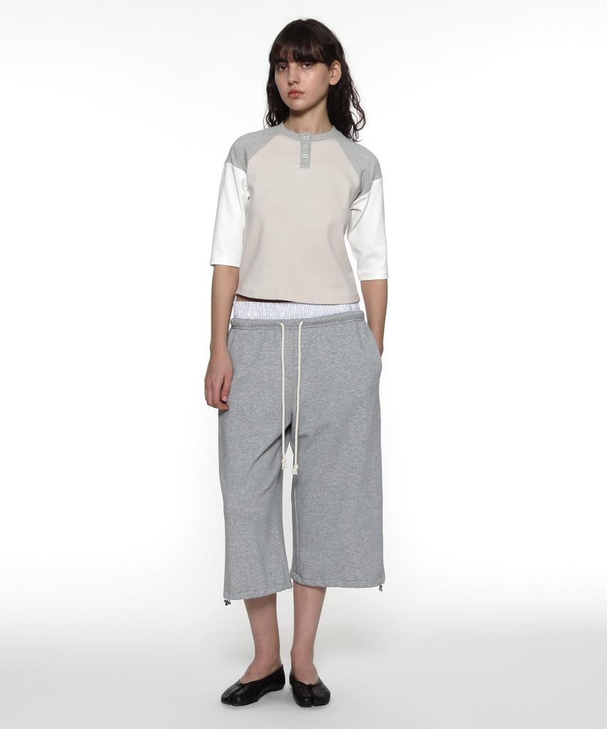 PARTIMENTO WOMEN Pwc Henley Neck Three-Quarter Sleeve Tee_Ecru