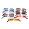Trendy Vintage Small Metal Sunglasses Retro UV400 Rectangle Frame Sunglasses Rimless Sun Glasses for Women & Men
