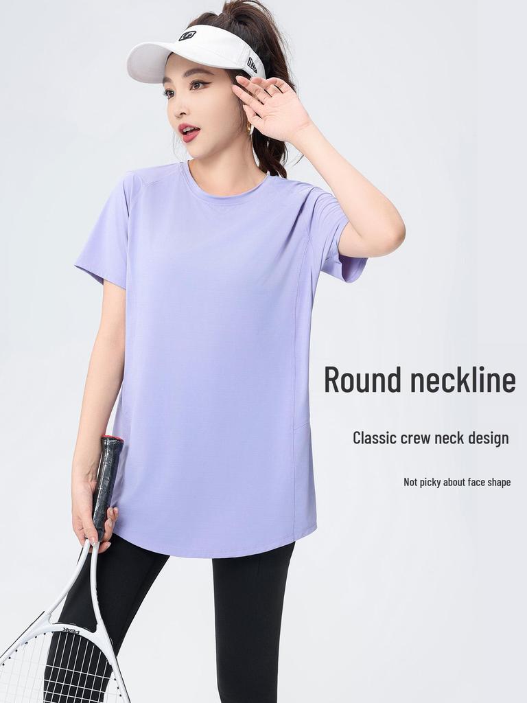 Sommer Fitness Top in Übergröße für Damen – Bauchbedeckendes Kurzarm Yoga & Lauf T-Shirt