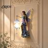 Artistic Wall Lamp for Living Room Fairy Night Light, Resin Elf Sculpture Lantern Bedroom, 3D Hand Painted Ornament Hanging Art Decor with Faux