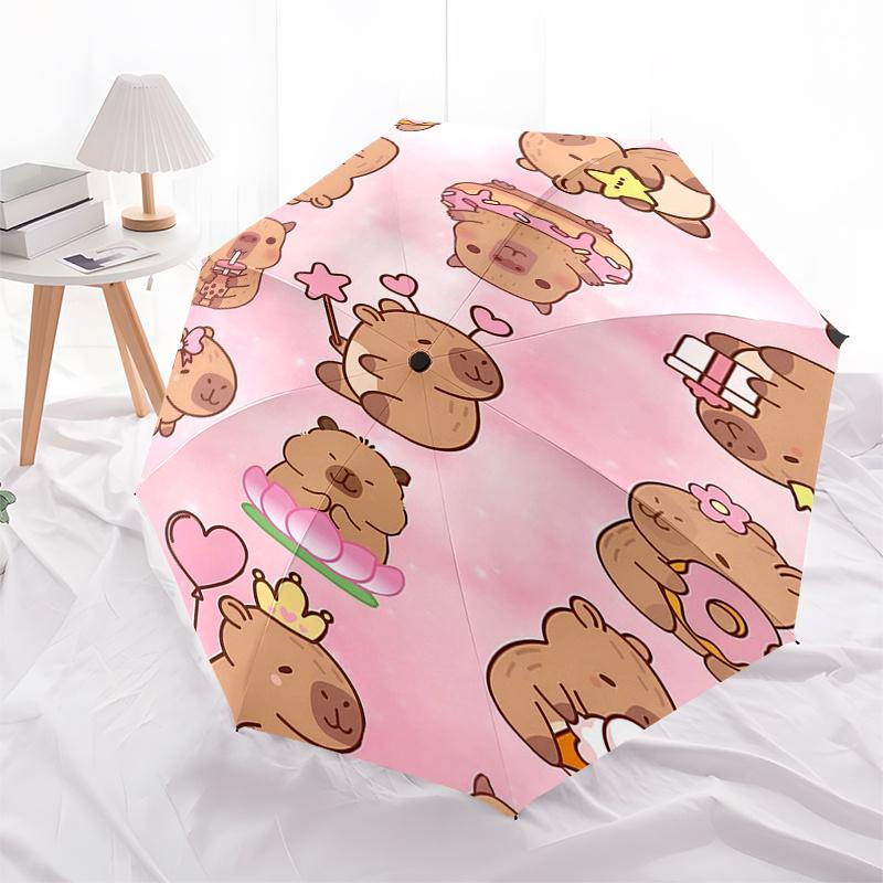 Capybara Themed Travel Umbrella-8 Ribs Automatic Opening and Closing, Portable Folding Design, Compact and Stylish Umbrella Suitable for Out