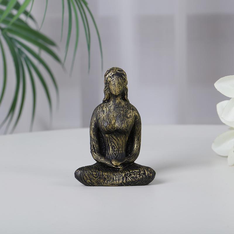 2025 neue Yoga-Trainingsornamente Religiöse Gebetsstatue Ornament Sitzende Wächterstatue Home Ornament Harzhandwerk