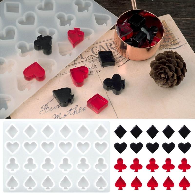 Herz Pik Kreuz Gewachste Pelletsformen Poker Silikonform Epoxidharze Gießformen für Schokolade Fondant Kuchen