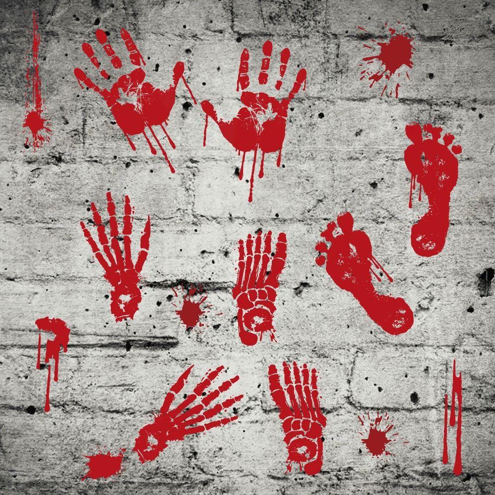 Funny Halloween Bloody Handprint Stickers Happy Halloween Decoration Halloween Decor Gifts