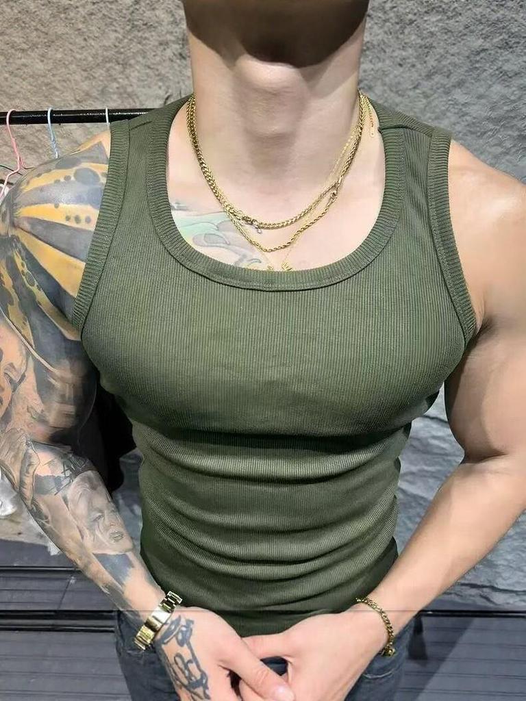 Men's Summer Ice Silk Ribbed Slim Fit Sleeveless Sports Vest