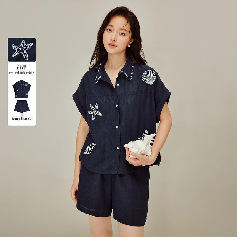 Комплект INMAN: вышитая рубашка и широкие шорты L