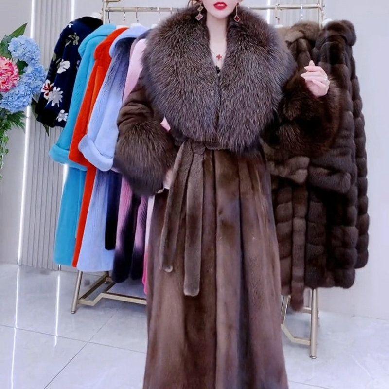 Mink Coat Fur Coat Muse Long Fur Coat Fox Fur Collar Large Size Imitation Fur Coat