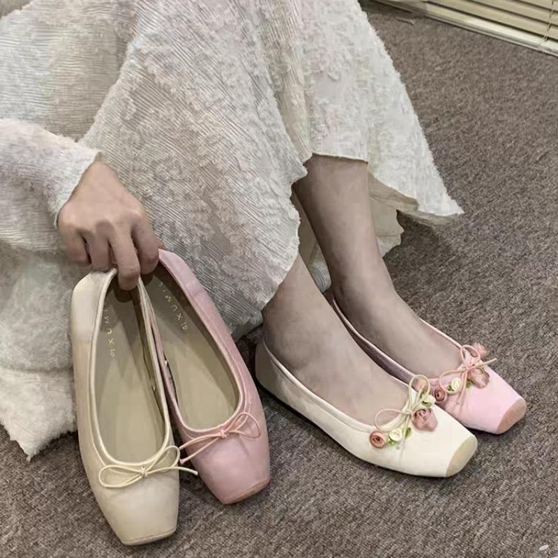 Fashion Women's Ballet Flats Shoes Woman Spring Summer 2024 Casual Barefoot Pink Fashion Elegant Sweet Socofy Ballerina Party on Offer