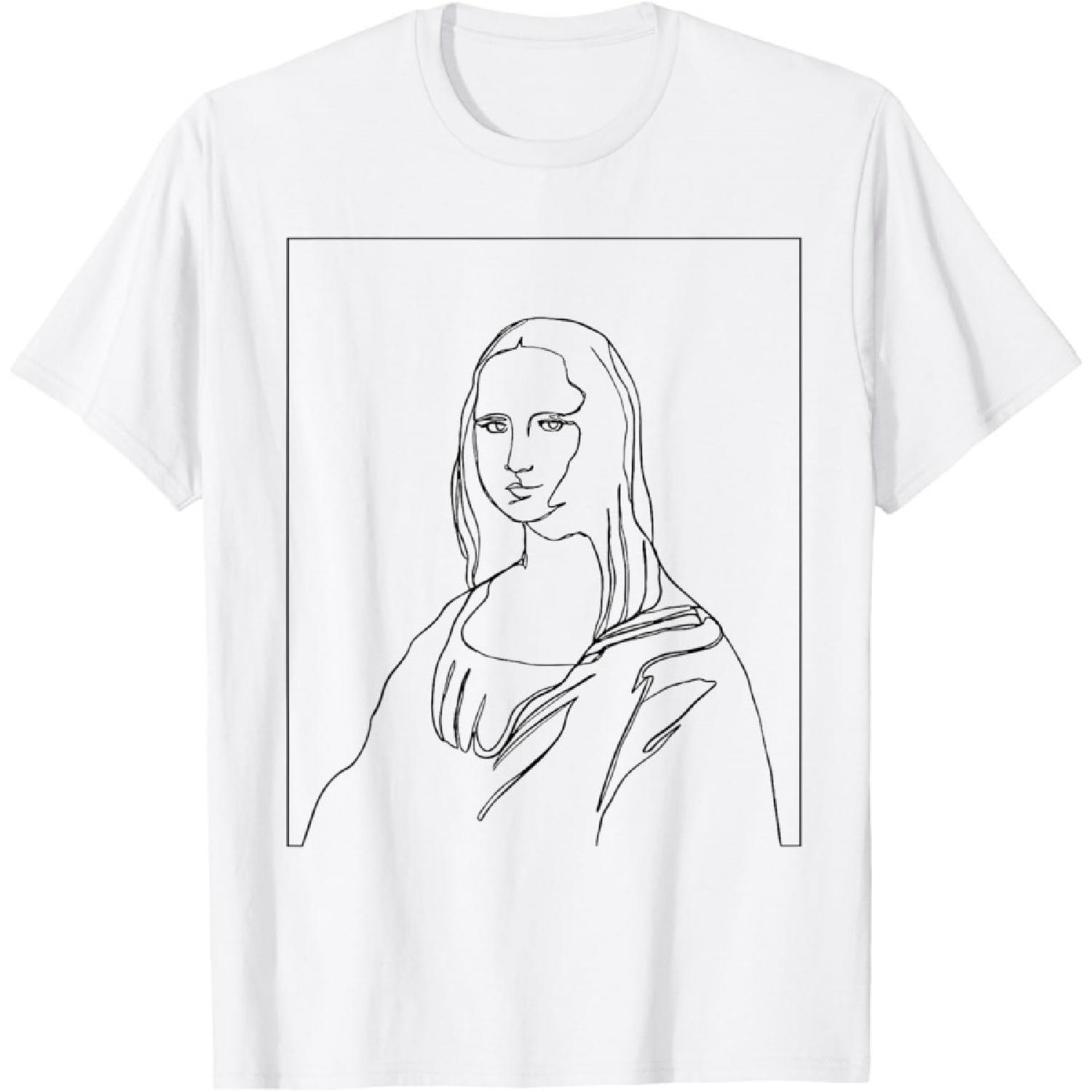 Mona Lisa Line Art Gift Leonardo da Vinci Line Art T-Shirt S