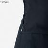ZANZEA Women Casual Turn Down Collar Solid Color Short Sleeve Dress