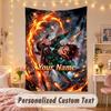 Custom Personalized Tapestry,Demon Slayer Print Custom Name Text Wall Art Hanging for Bedroom