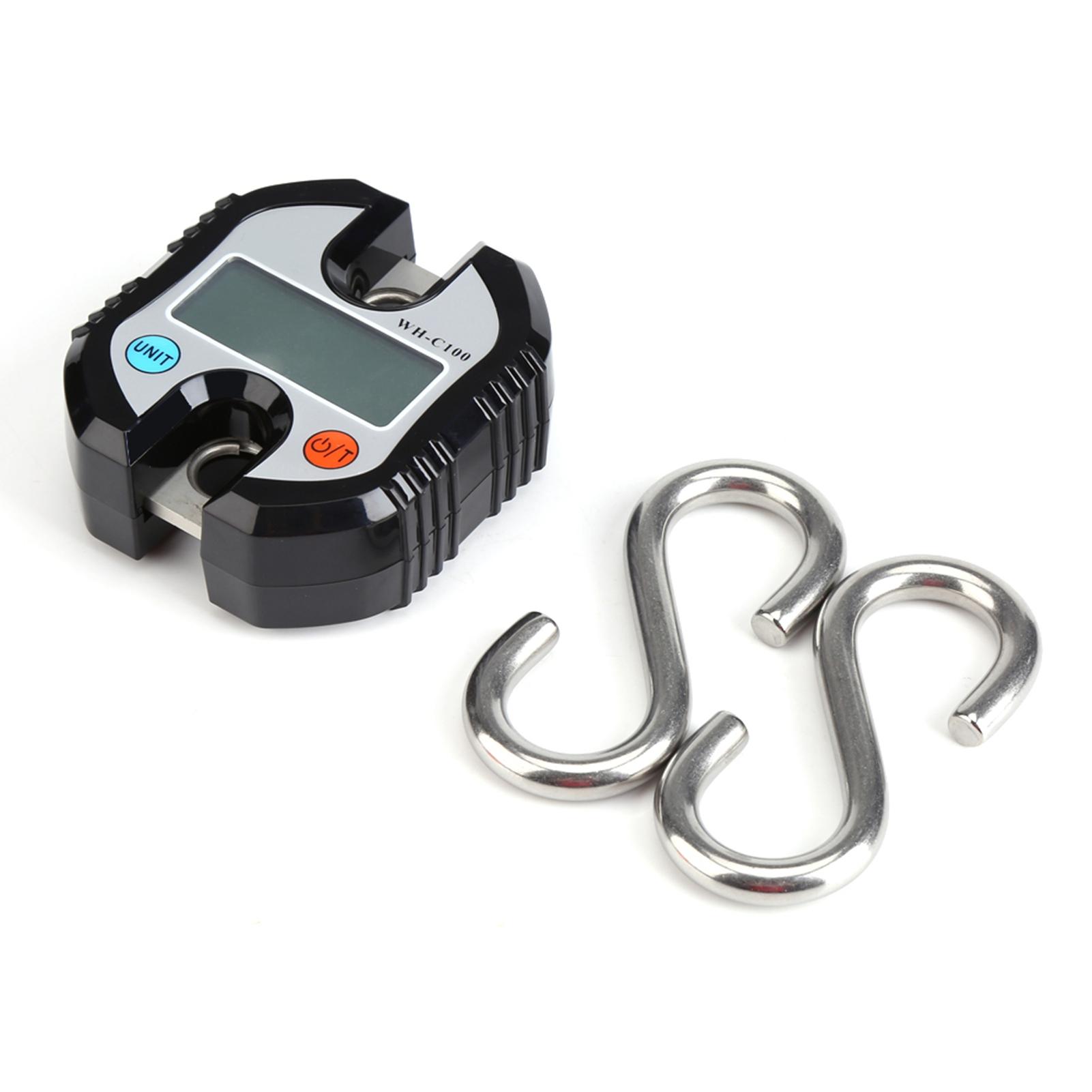 WeiHeng Portable Crane LCD Digital Electronic Hook Hanging Scales   Weighing Balance Black