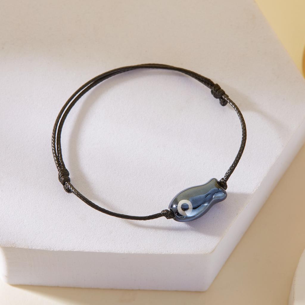 Minimalist Cartoon Ceramic Fish Bracelet for Women Men Cute Colorful Animal Handmade Braided Bracelet Lucky Friendship Jewelry