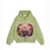 Oversized Hooded Zip-Up Sweatshirt With 3D Wing Print Streetwear Unisex Casual Top