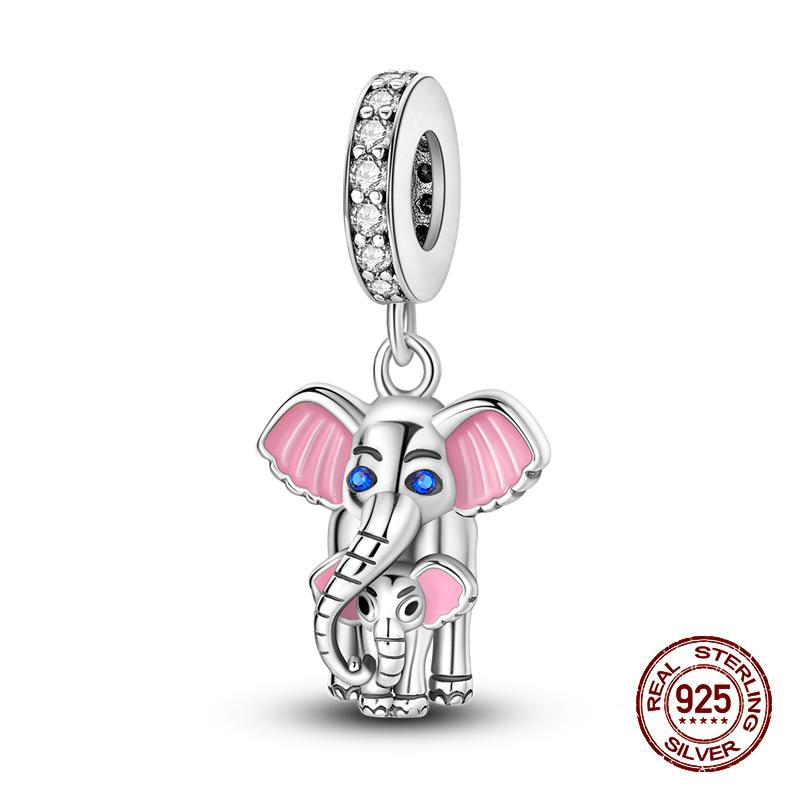 Compatible With Authentic Bracelets Copper Charm Bead Charms Bead Charms Pink Flowers Elephants Charm Bead Charms Ideal For Women Fine Do It Yourself