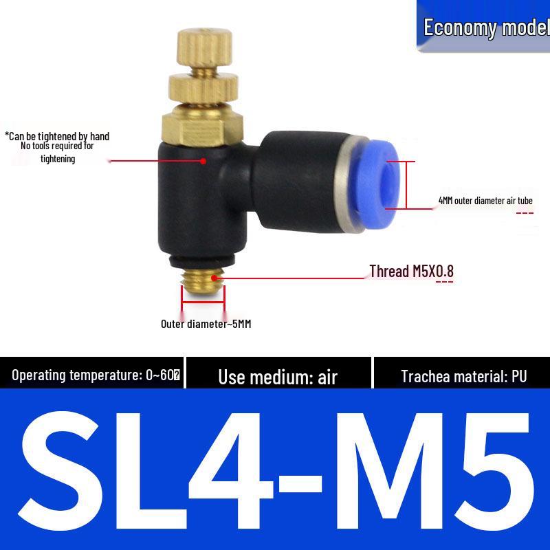 Connettori Pneumatici a Innesto Rapido: Raccordi per Tubi dell'Aria e Valvola a Farfalla con Controllo di Velocità SL4/6/8 per Cilindri