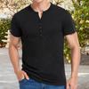 Men Tops Young Style Solid Color Slim Fit V Neck Short Sleeves Summer T-shirt Daily Clothes