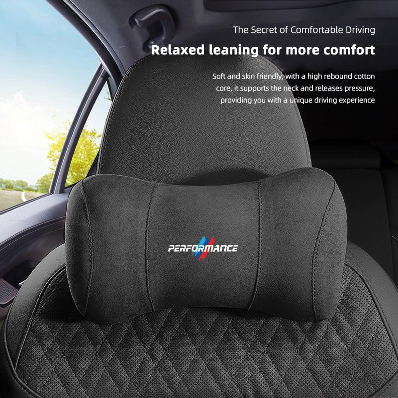 AAAOS1 Car Suede Headrest Memory Cotton Cervical Spine Protection Pillow For BMW Performance X4 X5 X6 X7 E28 E90 GT G30 M4 M5 F07 F34