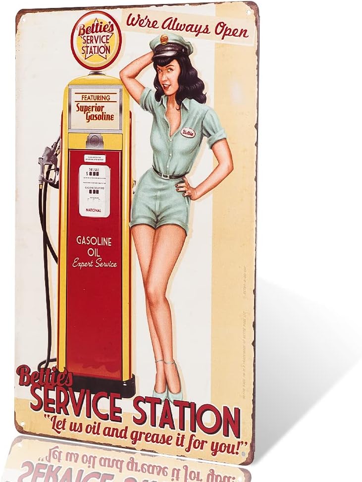 TRAY BETTIE S service STATION Lady sign LET US care grease IT FOR YOU WERE ALWAYS OPEN 20x30cm(7.8x11.8inch)