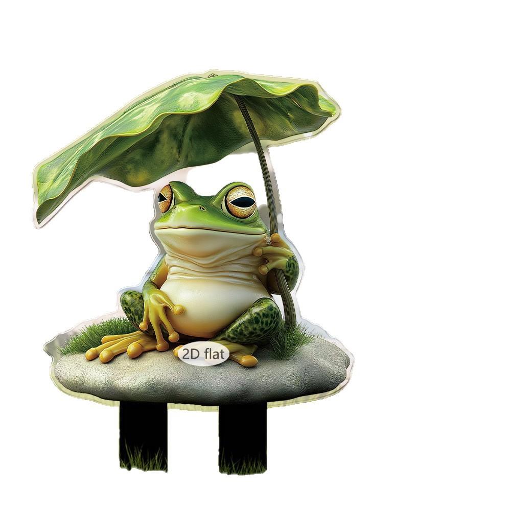 New Frog Duck Turtle Animal 2D Flat Acrylic Courtyard Garden Home Decoration Floor Plug