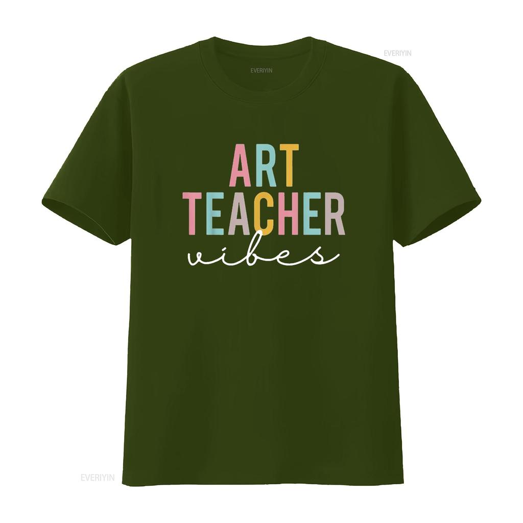 Mens Art Teacher Vibes Colorful Appreciation Day Back To School T Shirt Black Medium Vintage Washed Stylish Unisex Homme