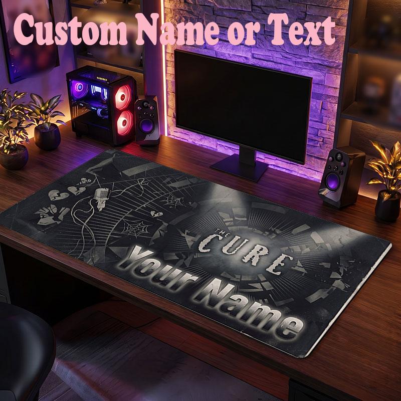 The Cure Customized Name Text Mouse Pad, Large Desk Mouse Mat Personalized Home Office Present