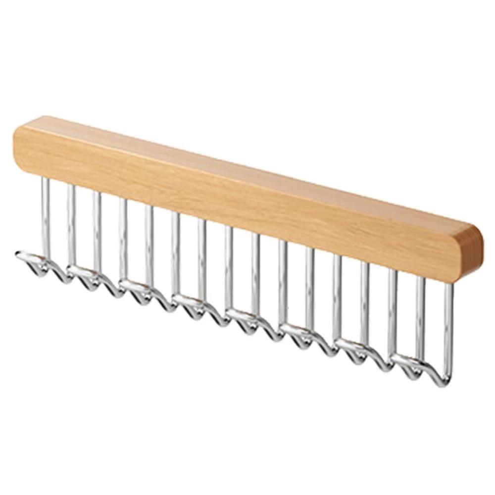 Multifunctional Pull Out Hook Rack Wood Material Closet Rod Retractable Hanger Closet Organization