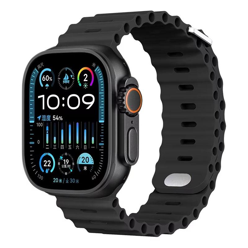 Silicone Ocean Strap For Apple Watch Band Ultra 3/2 49mm 46mm 45mm 42mm 44mm 41mm Sports Bracelet iWatch 11 10 9 8 7 6 5 SE band