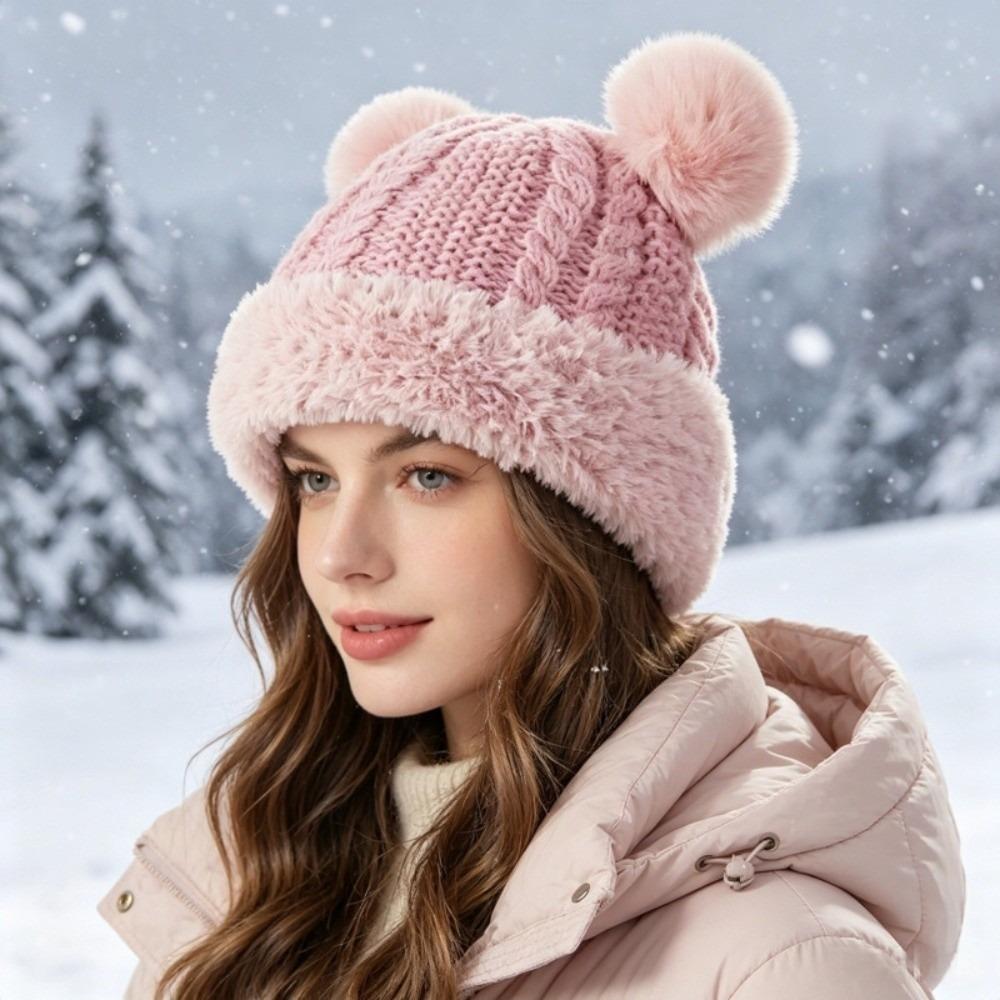 Thickened Knitted Hat Windproof Knitted Plush Hat Fashion Ear Protection Hat Men And Women
