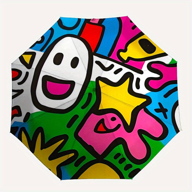 

1pc Colorful Graphic Design Automatic Open/Close Umbrella, Umbrella with cartoon Design, Portable Compact Umbrella for Men & Women, Good Hol