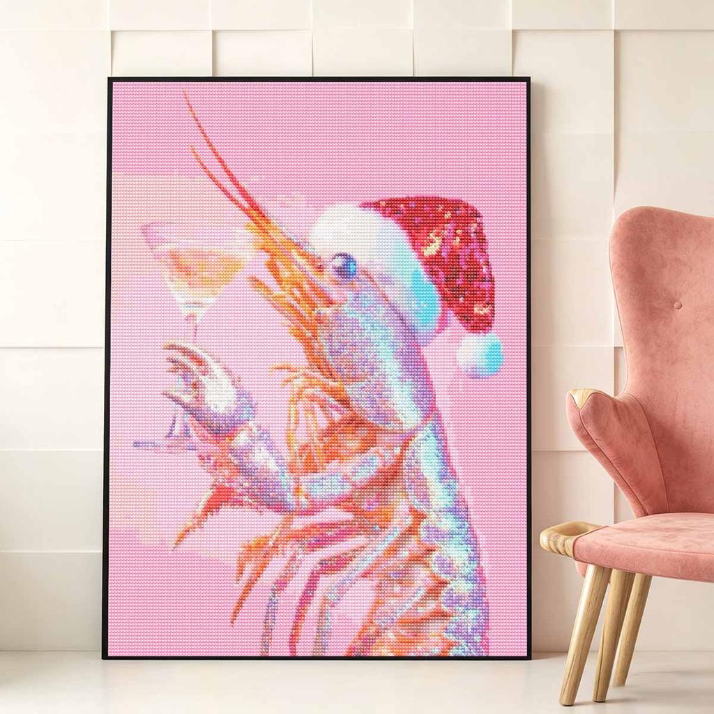 Lobster DIY Diamond Art Painting Kit with Shiny Resin Diamonds for Adults Relaxing Craft Wall Decor and Handmade Gift Idea Set Decor