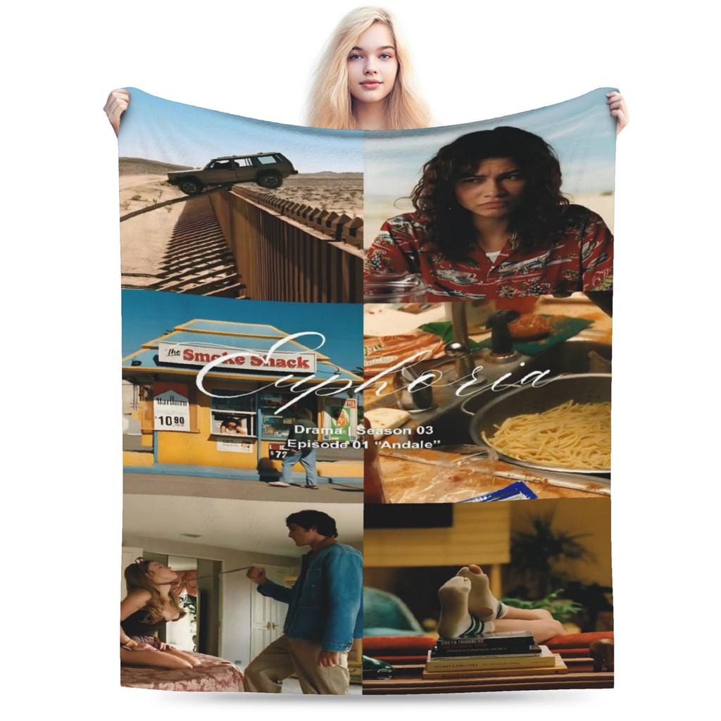 Comfortable Euphorias Season 3 Blanket Merch Bed Decorative Throw Blankets Lightweight Fleece for Car