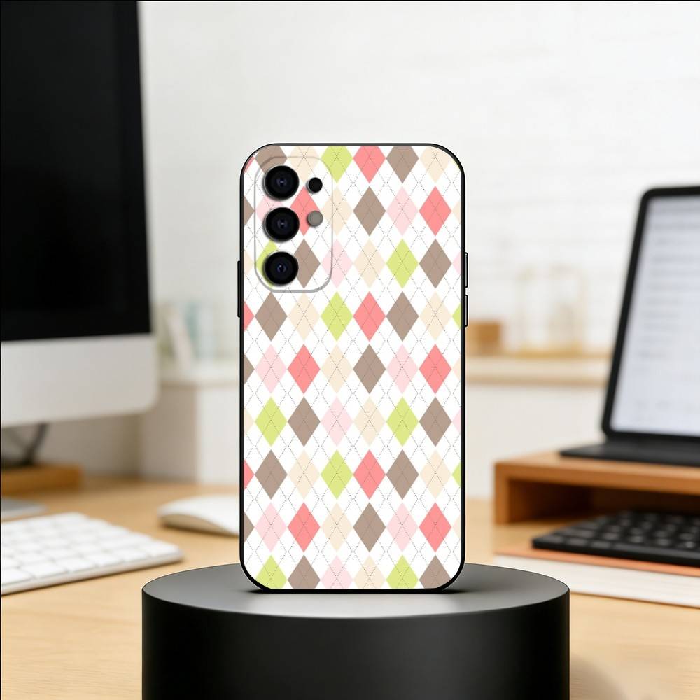 Plaid Background Phone Case For Samsung S25,S24,S21,S22,S23,S30,Ultra,S20,Plus,Fe,Soft Silicone Black Cover